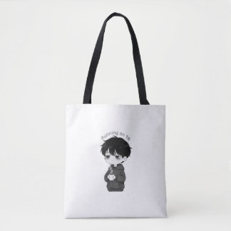 Running on 1 Percent Relatable Chibi Coffee Illust Tote Bag