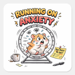 Running on Anxiety Hamster Sticker