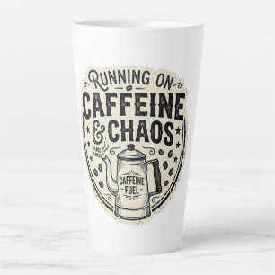Running on Caffeine and Chaos Vintage Coffee Pot Latte Mug