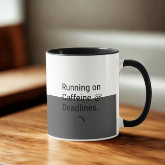Running on Caffeine & Deadlines | Funny Work Coffe Mug
