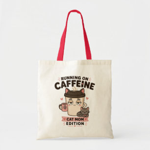 Running On Caffeine Funny Cat Mum Tote Bag Gift
