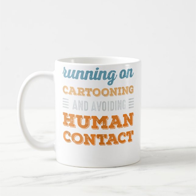 Running On Cartooning Social Introvert Humour Funn Coffee Mug (Left)