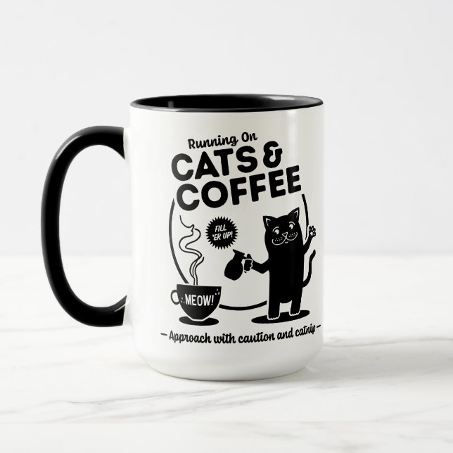 Running on Cats and Coffee 15 oz. Combo Mug (Left)