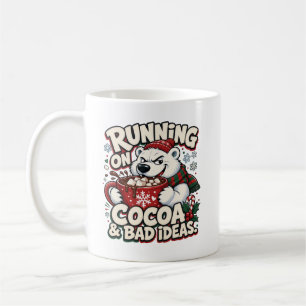 Running On Cocoa & Bad Ideas Funny Christmas Bear Coffee Mug