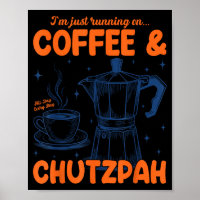 Running On Coffee &amp; Chutzpah Retro Funny Jewis