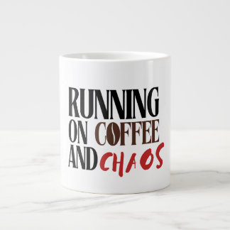Running on Coffee & Chaos – Funny Workday Classic  Large Coffee Mug