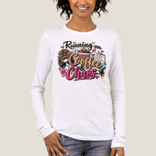 Running on Coffee & Chaos Leopard Messy Bun Tri-Blend Shirt