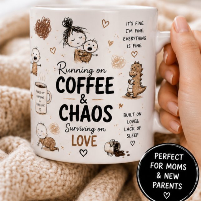 Running on Coffee & Chaos Mum Humour  Mug (Creator Uploaded)
