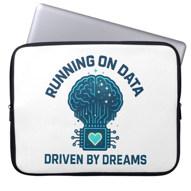 Running on Data, Driven by Dreams AI Art Laptop Sleeve (Front)