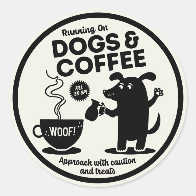 Running on Dogs and Coffee  Classic Round Sticker (Front)