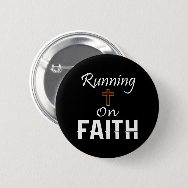 Running on Faith Runner 6 Cm Round Badge (Front & Back)