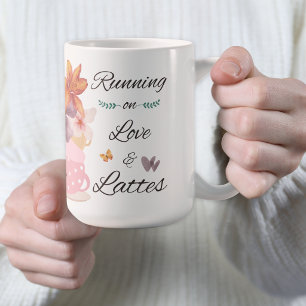 Running on Love & Lattes Floral Coffee Art Mug