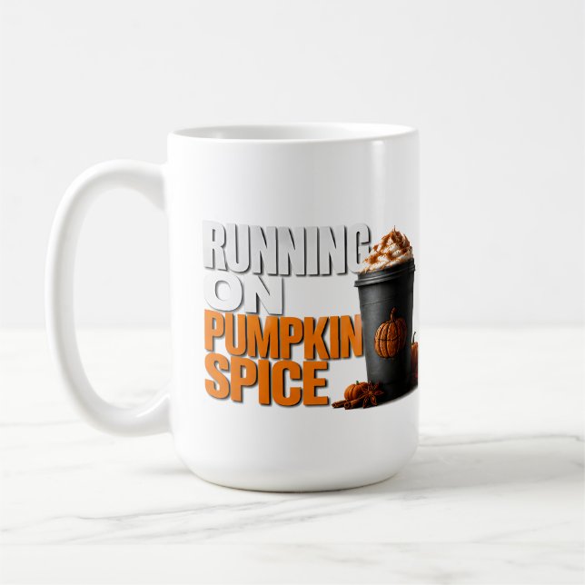 🎃 Running On Pumpkin Spice Fall Halloween Quote ☕ Coffee Mug (Left)