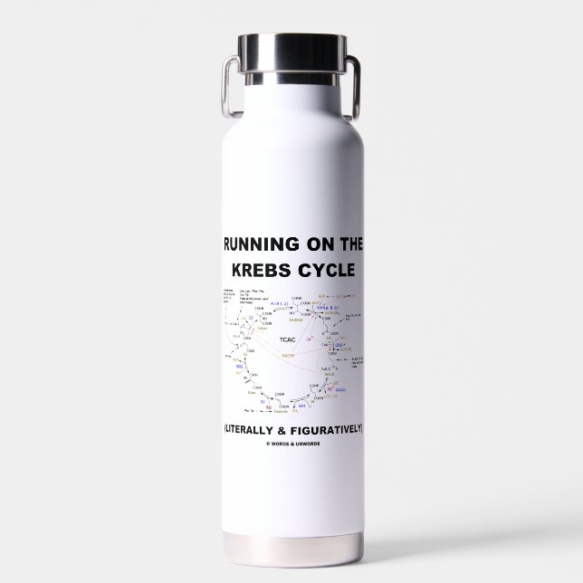Running On The Krebs Cycle Biochemistry Geek Humou Water Bottle (Front)