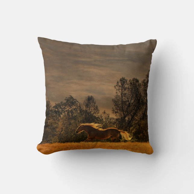 Running Palimino Horse Throw Pillow (Front)