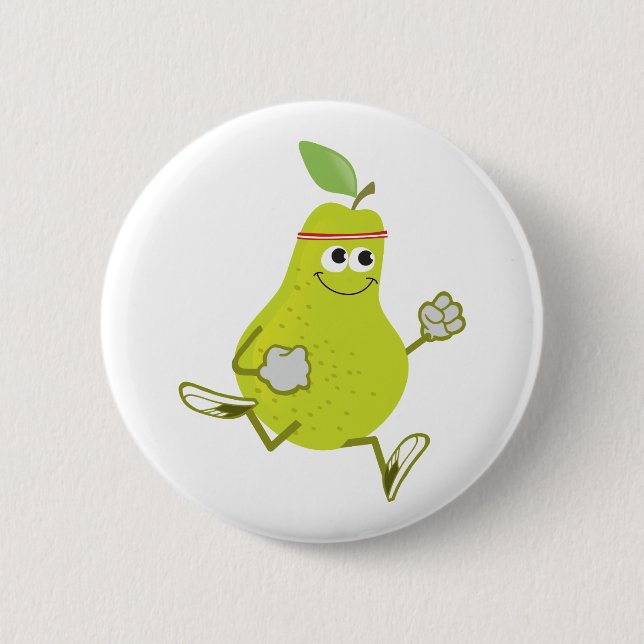 Running Pear 6 Cm Round Badge (Front)