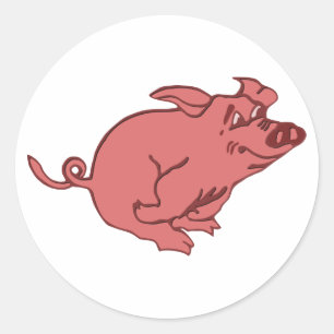 running pig running pig classic round sticker