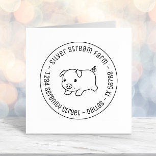 Running Piglet Pig Business Address 1 Self-inking Stamp