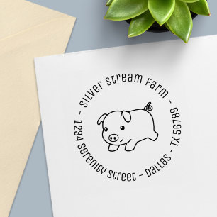 Running Piglet Pig Business Address 2 Self-inking Stamp