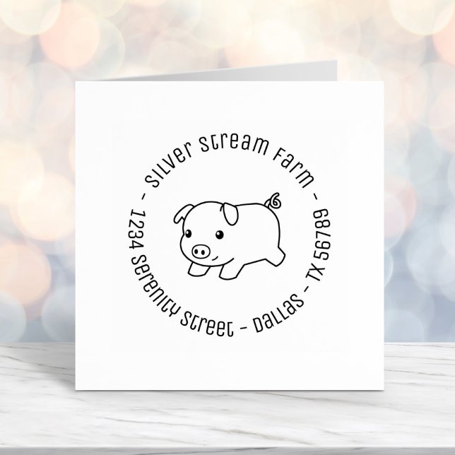 Running Piglet Pig Business Address 2 Self-inking Stamp (Creator Uploaded)