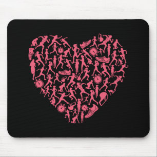 Running Pink Heart Silhouette - Women Runners Mouse Pad