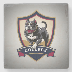 Running PitBull College Logo Stone Coaster