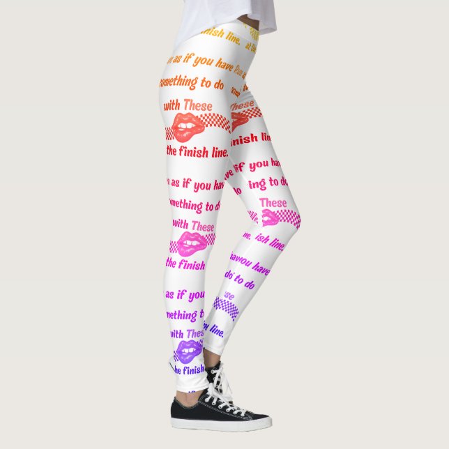 Running Playful Motivational Typography Pattern Leggings (Right)