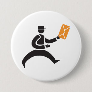 Running Postman Delivering Mail Postal Worker 7.5 Cm Round Badge