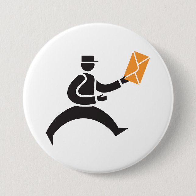Running Postman Delivering Mail Postal Worker 7.5 Cm Round Badge (Front)