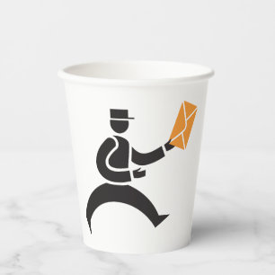 Running Postman Delivering Mail Postal Worker Paper Cups