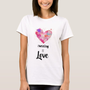 *~* Running Purple Pink Heart Runner Watercolor T-Shirt
