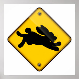 Running Rabbit Crossing Sign