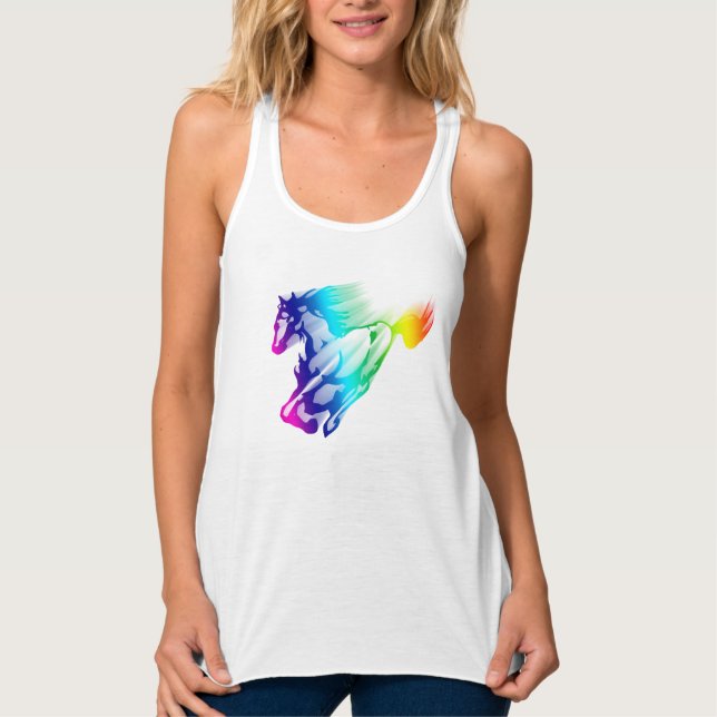 Running Rainbow Horse With Motion Trail Singlet (Front)