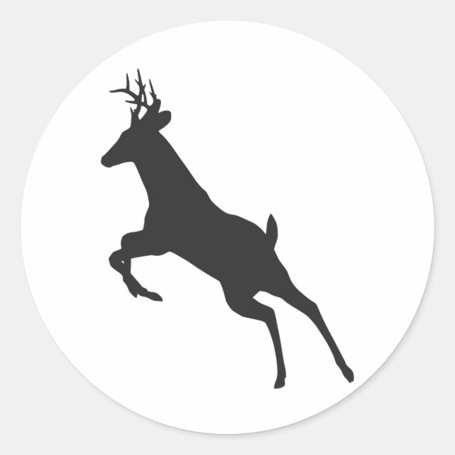 Running Reindeer Silhouette Classic Round Sticker (Front)