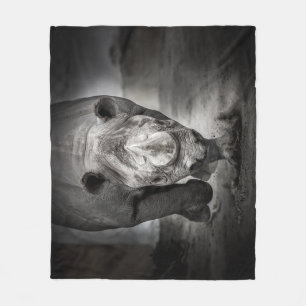 Running Rhinoceros: Wild Animal Portrait. Fleece Blanket