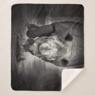 Running Rhinoceros: Wild Animal Portrait. Sherpa Blanket