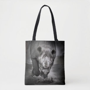 Running Rhinoceros: Wild Animal Portrait. Tote Bag