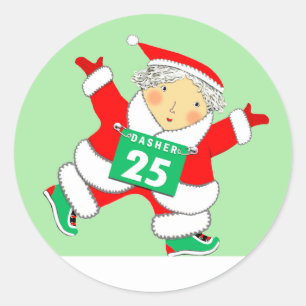 Running Runner Christmas Holiday Classic Round Sticker