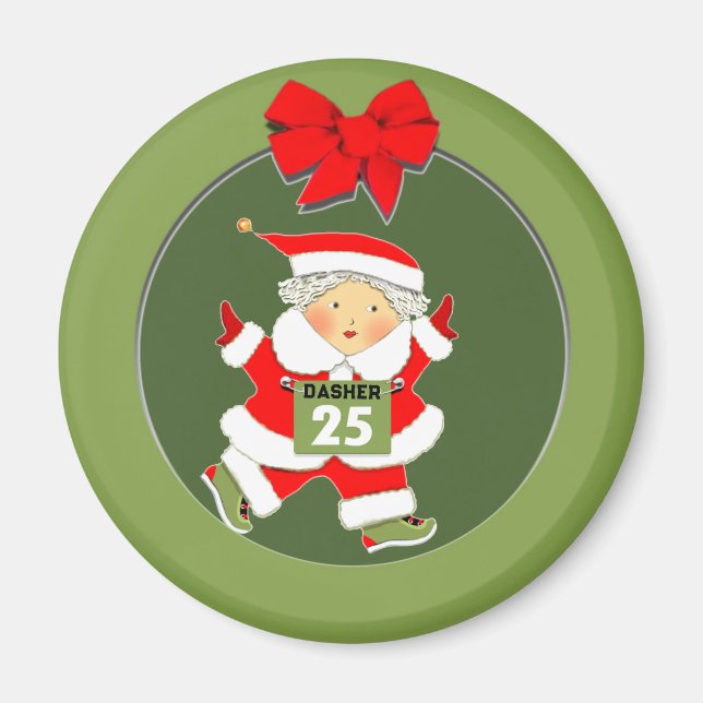 Running Runner Christmas Holiday Magnet (Front)