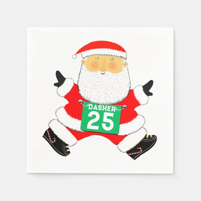 Running Runner Christmas Holiday Napkin (Front)