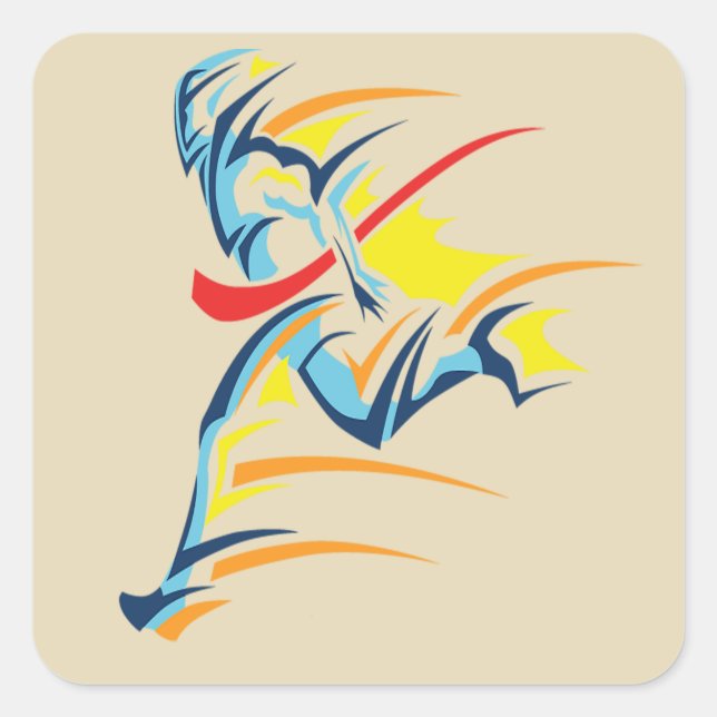 Running Runner Race Marathon  Square Sticker (Front)