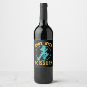 Running - Runs with scissors Wine Label