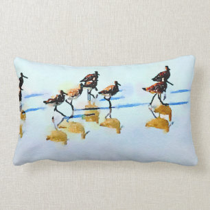 Running Sandpipers on Hilton Head Beach Lumbar Cushion