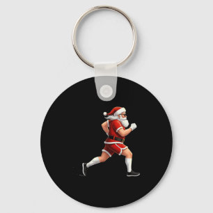 Running Santa Christmas Graphic Runner Run Maratho Key Ring