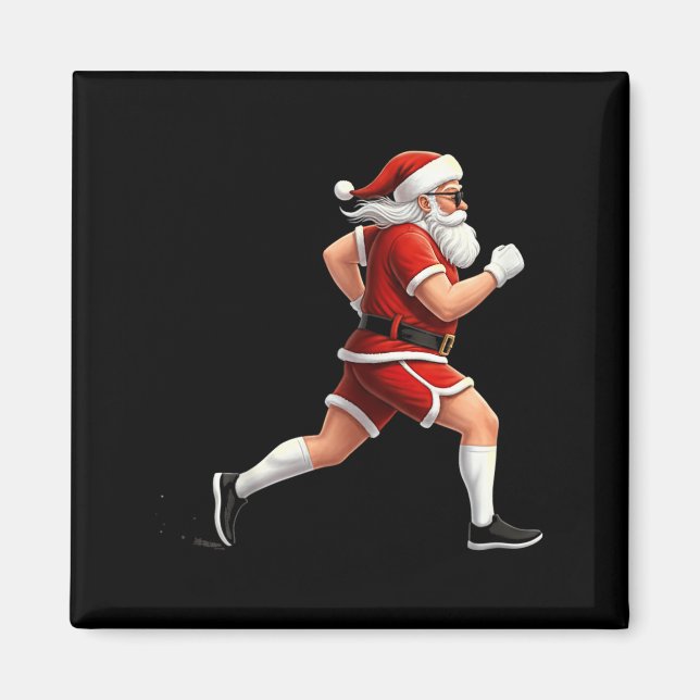 Running Santa Christmas Graphic Runner Run Maratho Magnet (Front)