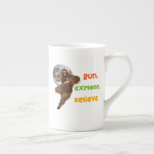 Running Sasquatch Adventure Believe Design Bone China Mug (Right)