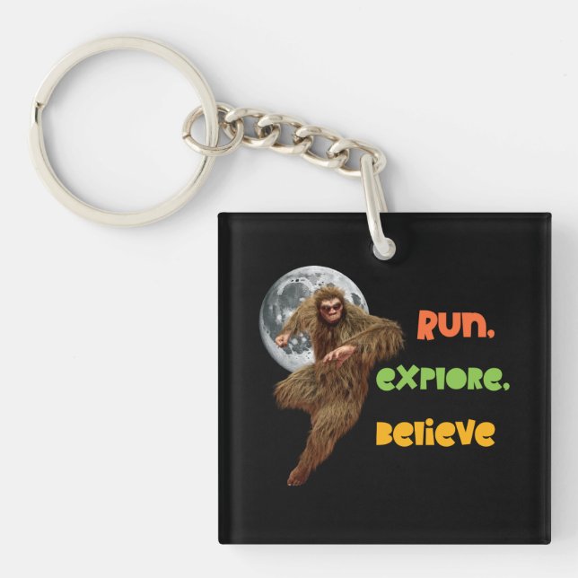 Running Sasquatch Adventure Believe Design Key Ring (Front)