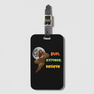 Running Sasquatch Adventure Believe Design Luggage Tag