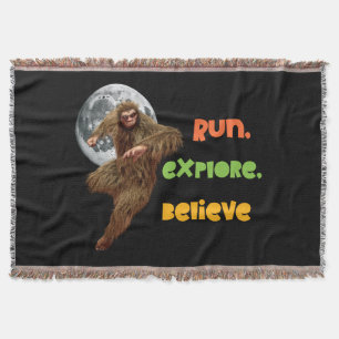 Running Sasquatch Adventure Believe Design Throw B Blanket