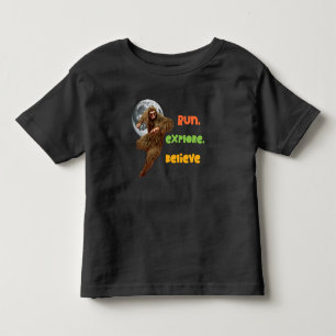 Running Sasquatch Adventure Believe Design Toddler T-Shirt